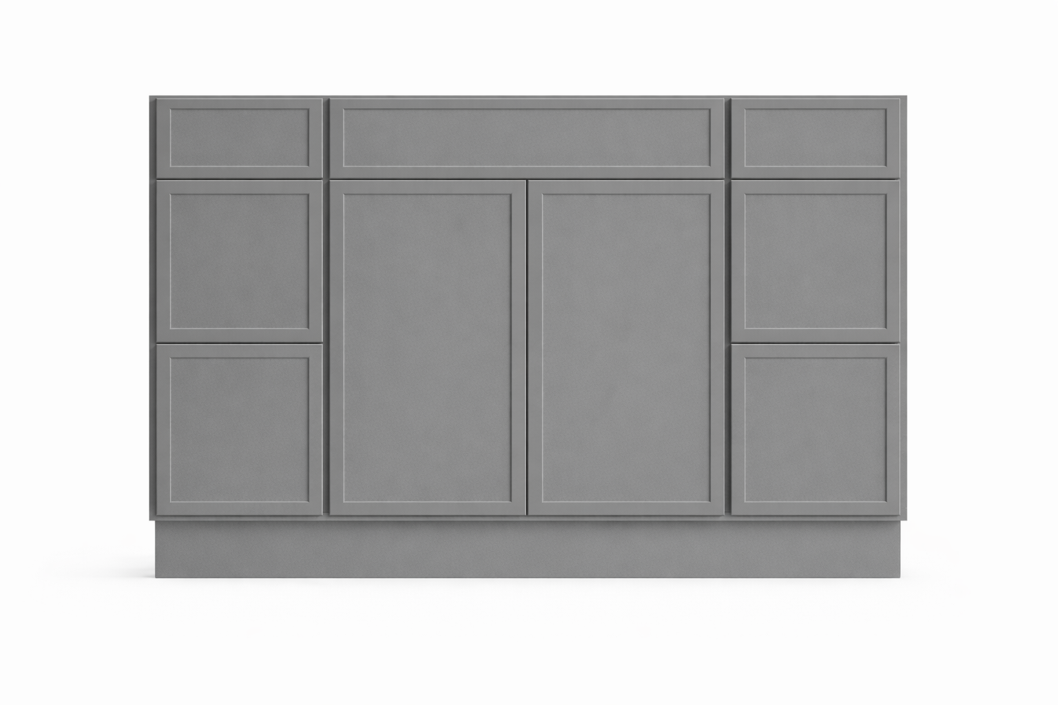 Slim Shaker Style Vanity Combination Six Drawer w/ Butt Doors in SW7067 Cityscape